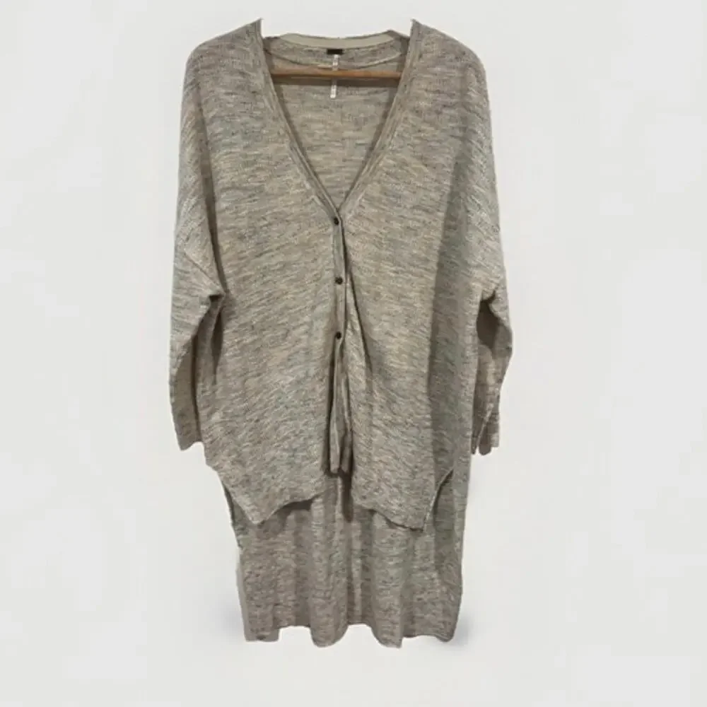 Free People Boho Hippie Oversized TGIF Marled High Low Cardigan Sweater Size XS
